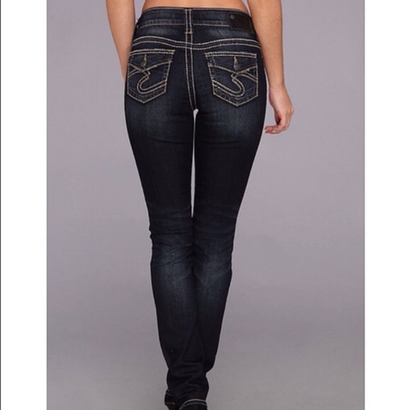 Silver Jeans Denim - Silver Jeans Suki Skinny Low Rise Sz 27 (3/4) Dark Wash Jeans Back Flap Pockets